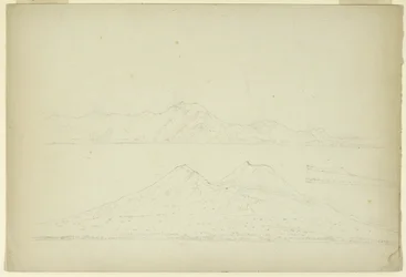 ナポリ湾から見たイスキアとプローチダ、イタリア、1841年